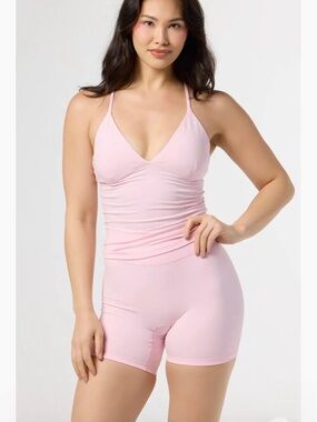 Light Pink V-Neck Lounge Cami & Boyshort Set